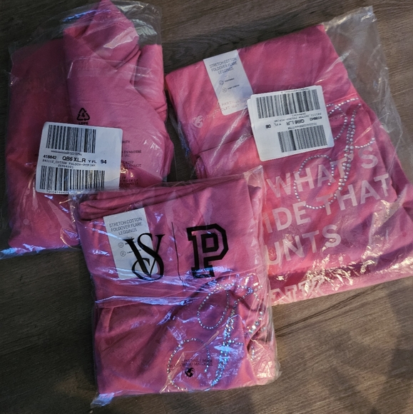 VS PINK YOGA PANTS BLING FLARE LEGGINGS ROSE Y2K - Picture 7 of 7